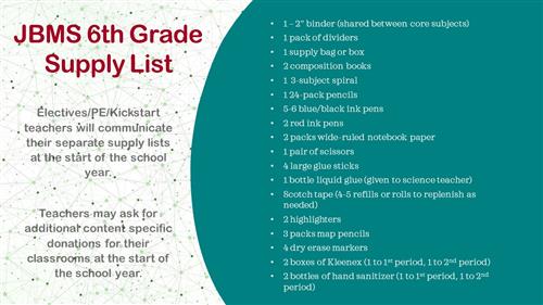 6th grade list